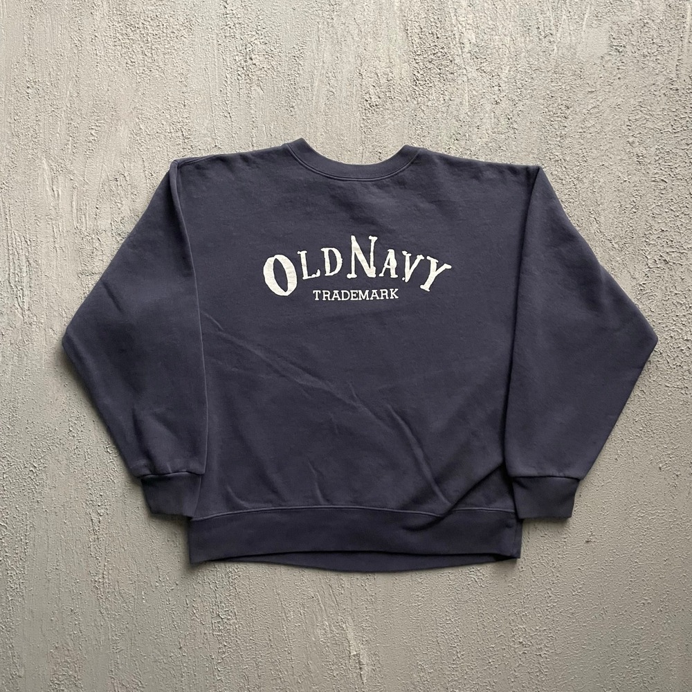 Vintage Logo Graphic Sweatshirt WOmens Small Navy Blue 90s Old Navy